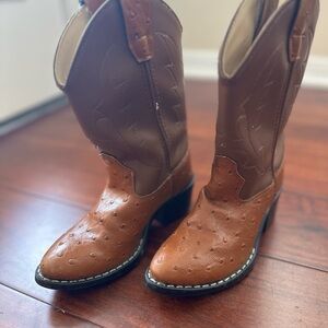 Old West Kids Tan and Brown Cowboy Boots